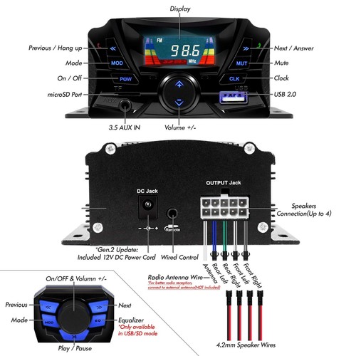GoHawk TS3 Gen.3 Motorrad Wetterfeste Bluetooth Lautsprecher 7/8-1,25 Zoll Hand... - Bild 3 von 9