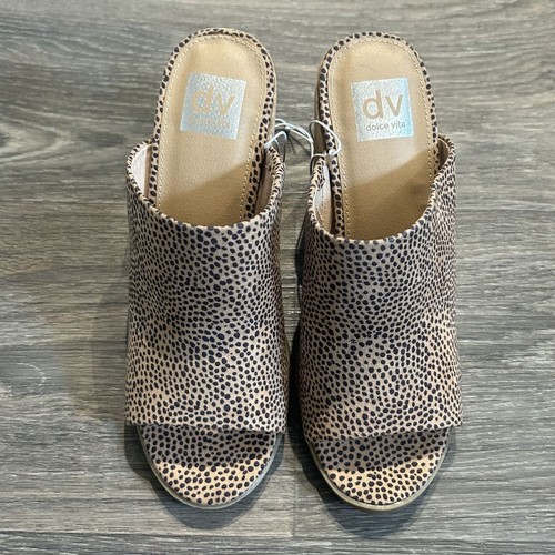 Dolce Vita Berret Pantoletten Größe 8,5 Leopardenmuster offene Zehenpartie Blockabsatz klobige Absätze - Bild 3 von 11