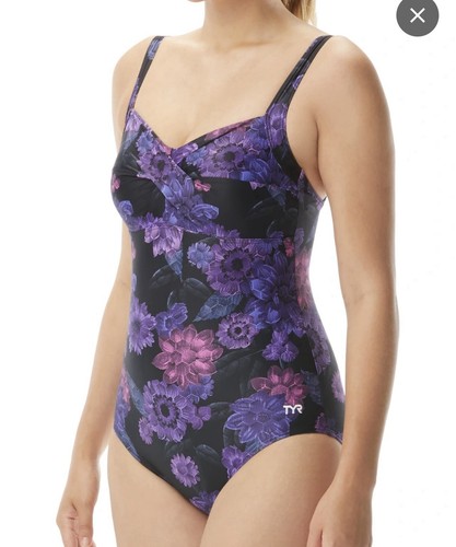 TYR Damen Primrose Twisted BH Controlfit Top Größe 8 Lila Schwarz Verstellbar - Bild 1 von 9
