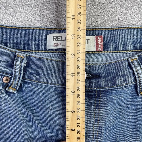 Levi’s 550 Jeans Uomo 36X32 Blu Dritto Relaxed Mid-Rise Denim Lavaggio Leggero - Foto 10 di 13