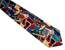Vintage 80's Neck Tie TABASCO with TOMATO JUICE 100 Silk Navy Multi MADE IN USA