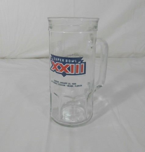1989 Fisher Peanuts NFL Football Super Bowl XXIII 23 Klarglas Bierkrug Stein - Bild 1 von 4