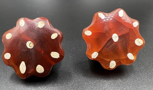 Burmese Pagan Antique Etched Painted Carnelian Agate Stone Beads - Picture 4 of 10