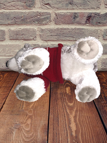 Animal Adventure Husky Dog Plush Red Snowflake Sweater 12 Inch - Picture 7 of 8