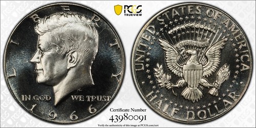 1966 SMS Kennedy Half Dollar PCGS SP68CAM MS 68 CAMEO Frosty Coin TOP POP 50C - 第 1/3 張圖片