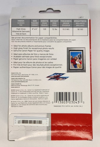 Canon Inkjet Fotopapier Plus glänzend 4x6 120 Blatt - versiegelt - Bild 2 von 2