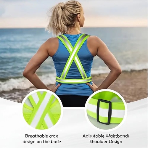 Unisex Hi-Viz Running Vest Chest Phone Holder/ 2 Reflective Bracelets - Picture 7 of 7