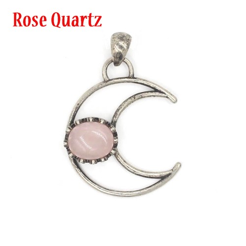 Gemstone Stone Moon Crystal Pendant Oval Bead Energy Amulet Healing Jewelry - Picture 17 of 18