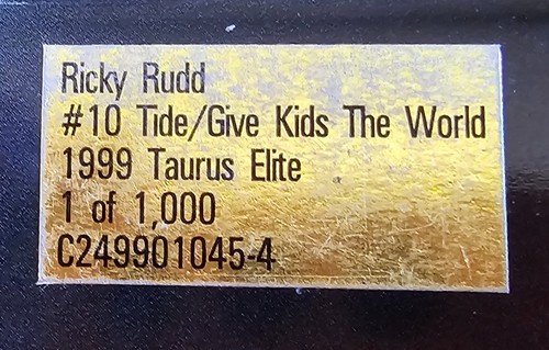 Ricky Rudd 1999 Tide / Give Kids The World Ford Taurus #10 Elite 4/1000 1:24 - Foto 5 di 5
