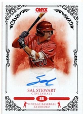 Sal Stewart Cincinnati Reds 2022 Onyx Vintage Extended Blue Ink Auto  400 signed