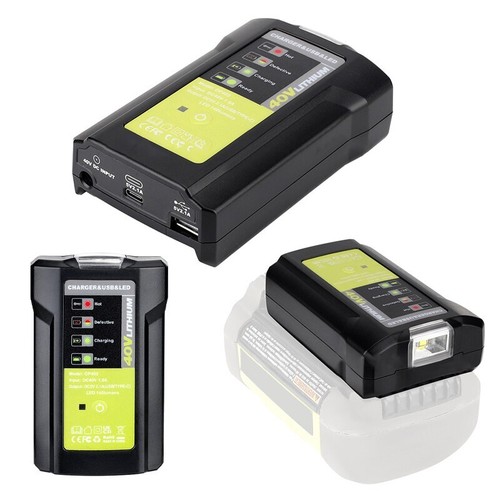Adapter Charger LED Work Light for RYOBI 36-40V Li-ion Battery with USB Type-C - Picture 1 of 21