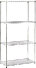 Chrome 4 Tier Wire Shelving Metal Storage Shelf Home Office Kitchen Stand Rack.