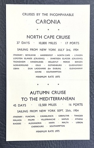 1954 CUNARD White Star Line RMS Queen Mary 1st Class Guest List Menus Etc - Picture 7 of 8