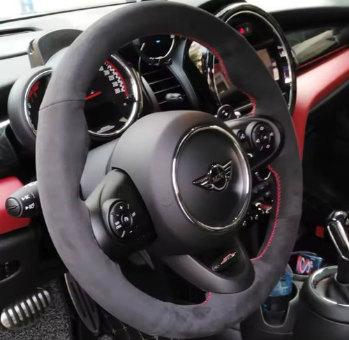 Coprivolante Mini JCW F56 Clubman JCW scamosciato autocucibile filo rosso - Foto 1 di 5