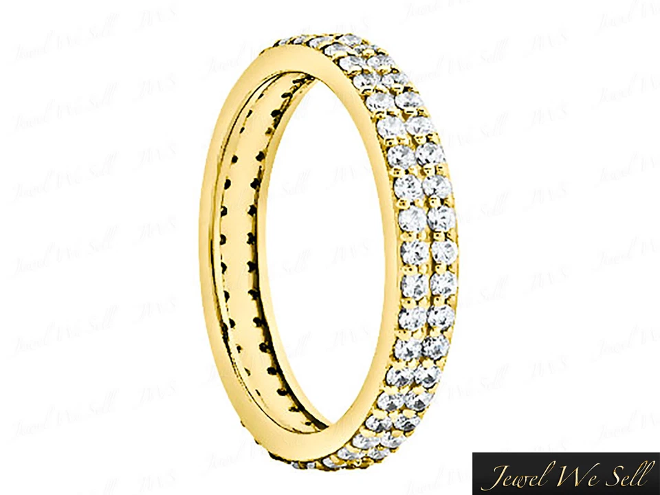 Alianza de eternidad de diamantes redondos de 2 filas de 0,90 quilates de oro de 14 quilates G-H I1 Foto 2 de 2