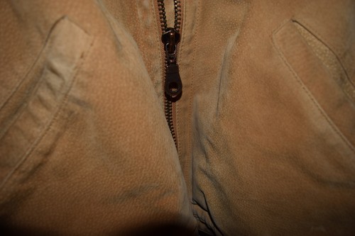 VINTAGE JONES NEW YORK HEAVY SUEDE LEATHER COAT-TAN~SIZE LARGE - Picture 3 of 6