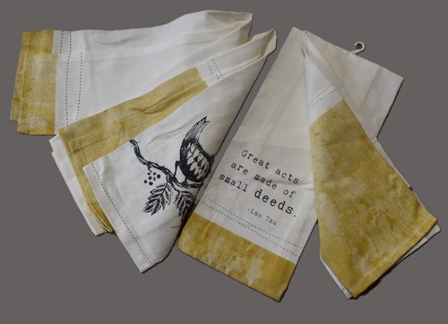NEW Set of 2 - 100% Cotton Kitchen Dish Towels Birds Yellow Kitchen Decor 17x28" - Picture 5 of 8