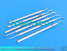 6 Pc Dental Tooth Pick Pic Probe Set Kit Hygiene Tools Stainless Steel Pr-0081