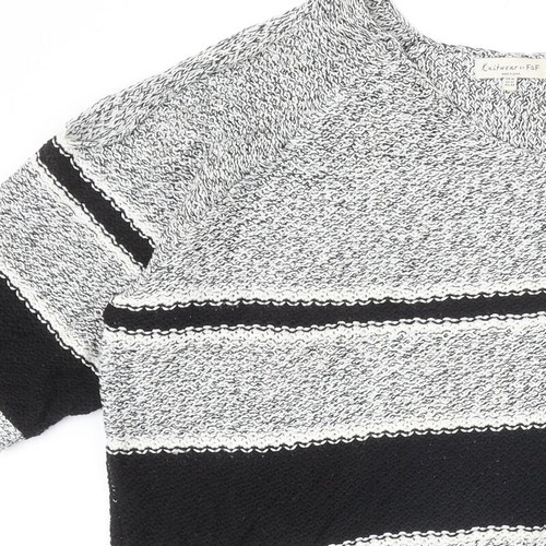 F&F Womens Grey Boat Neck Striped Acrylic Blend Jumper Size 16 - Picture 8 of 12
