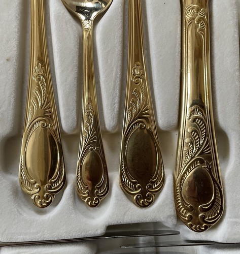 SBS Solingen Wien Royal Besteck 23/24 Karat hartvergoldet 69-teilig + Koffer - Bild 8 von 16