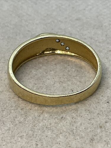 ELEGANT Solid 14K Yellow Gold 3-Stone White CZ MEN’S Wedding Band Ring 3.1gr. - Picture 8 of 19