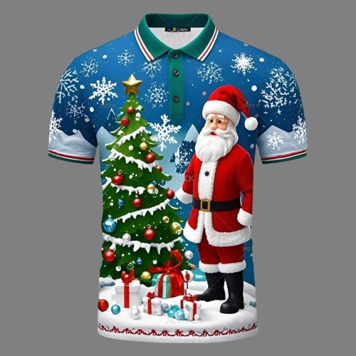 Christmas Printing Polo Shirt For Men - Picture 29 of 42