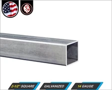 2-1/2" Galvanized Square Steel Tube - 14 gauge - 36" inch long (3-ft)