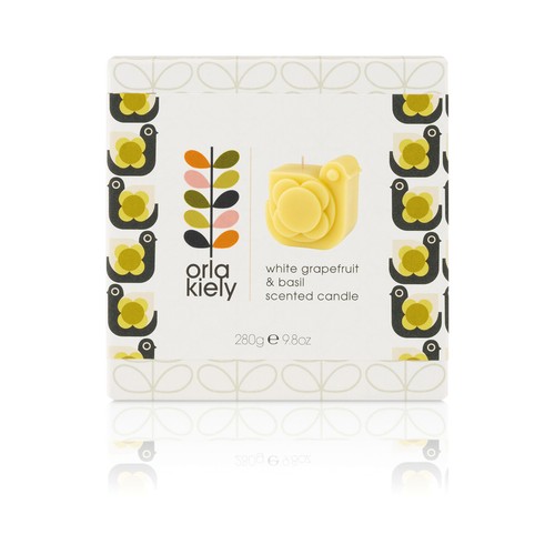 Orla Kiely - White Grapefruit & Basil Hen Moulded Candle in Gift Box - Picture 4 of 5