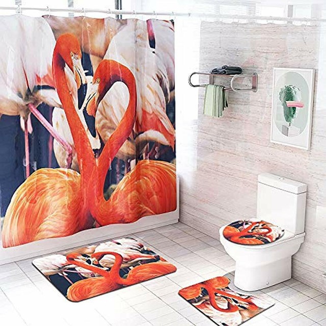Shower Curtain Bath Set With Rugs Bathroom Sets And Accessories Flamingo 4 Shower Curtain Bath Set With Rugs Bathroom Sets And Accessories Flamingo 4