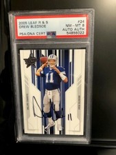 2005 Leaf Rookies & Stars 24 Drew Bledsoe PSA 8 Autographed NFL DALLAS COWBOYS