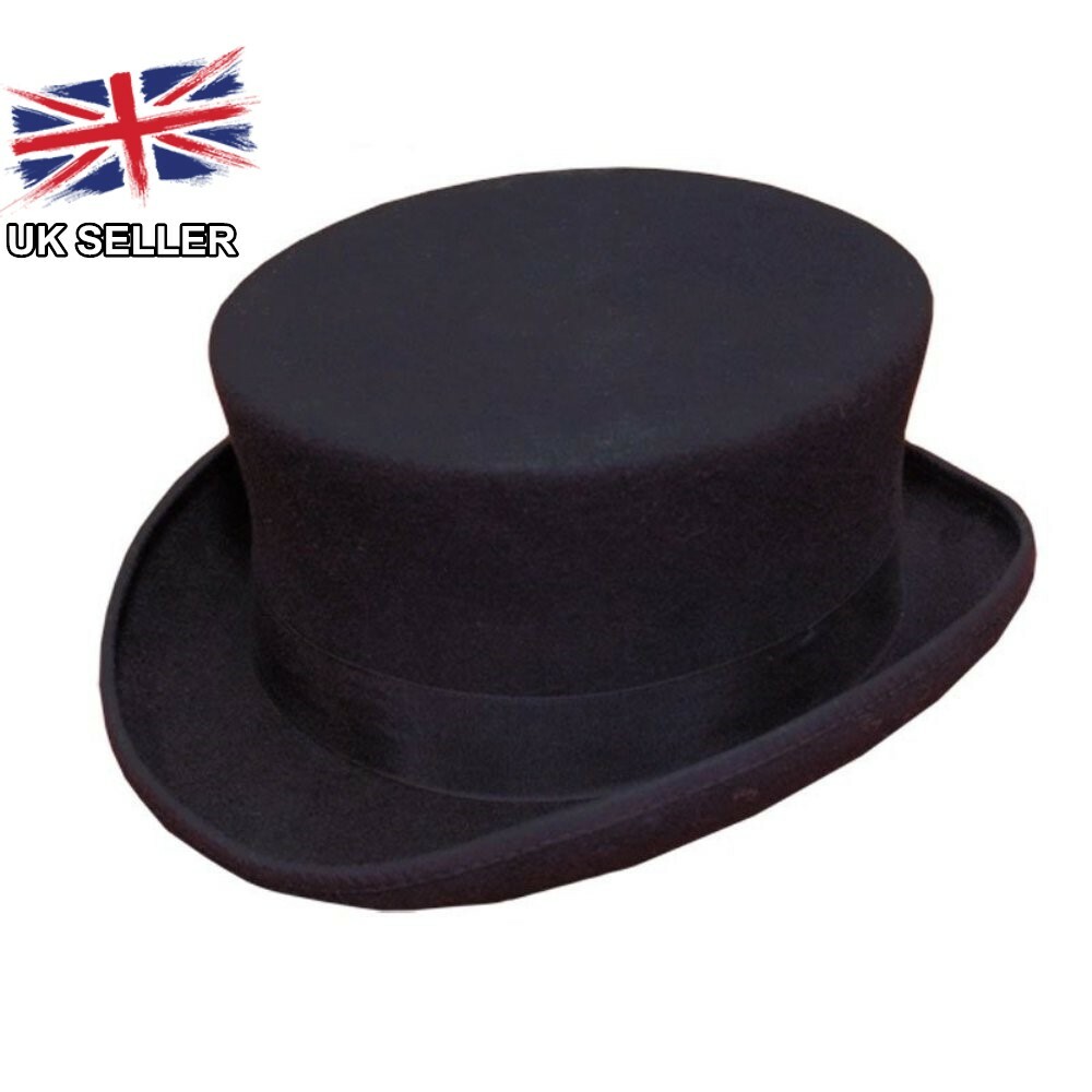 BLACK DRESSAGE RIDING TOP HAT 100% WOOL FELT MENS LADIES NEW BOXED UK SELLER