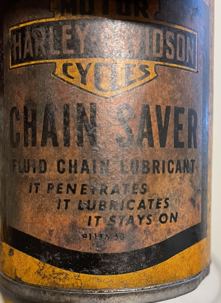 VINTAGE HARLEY DAVIDSON MOTOR 8 OZ OIL CONE TOP TIN FULL