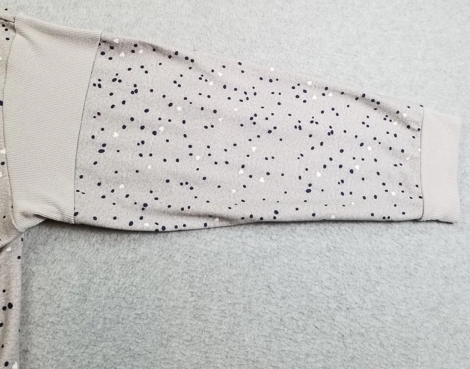 Blusa esplêndida feminina 2XL XXL cinza azul branco ponto coração manga longa bolso elástico - Imagem 4 de 4