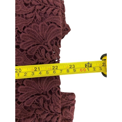 Talbots Burgundy Maroon Floral Lace Pencil Skirt Lined Career Party Size 16 - Picture 14 of 15