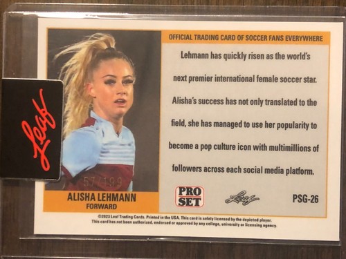 2023 Leaf Pro Set de metal #PSG-26 Alisha Lehmann Aston Villa oro de radiocontrol/199 - Imagen 2 de 2
