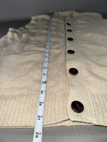 Vintage Lacoste Men's 7 / Large Beige WOOL Cardigan Sweater Vest Dual Pockets - Picture 10 of 12