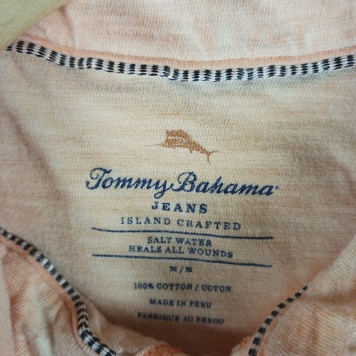 Camisa Polo Tommy Bahama Mediana M Para Hombres Naranja Henley 100% Algodón Informal - Imagen 3 de 7