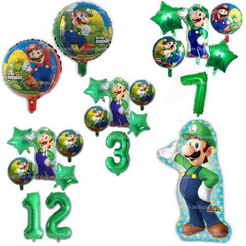 Luigi Birthday Balloons Super Mario Gaming Party Decorations Kids Party Theme - Picture 1 of 12