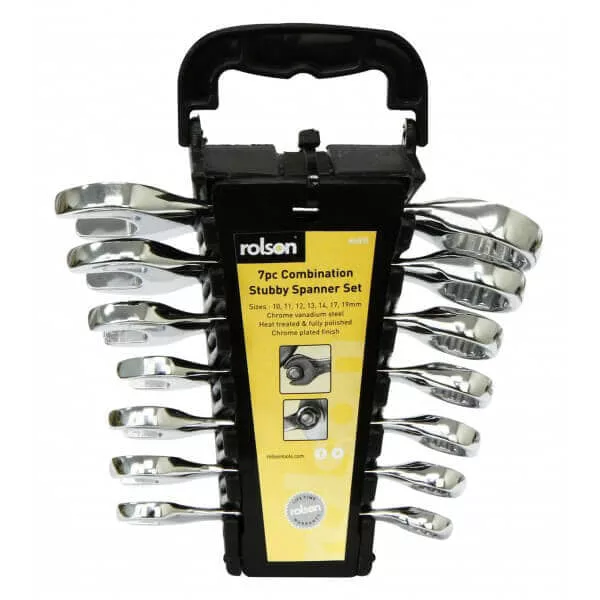 36 x Rolson 7pc Combination Stubby Spanner Set 10-19mm Chrome Vanadium RRP £647 36 x Rolson 7pc Combination Stubby Spanner Set 10-19mm Chrome Vanadium RRP £647