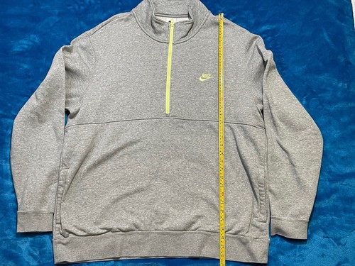 Nike Mens Club Fleece Half Zip Gray & Green Pullover 2XL Sportswear Pockets - Picture 5 of 11