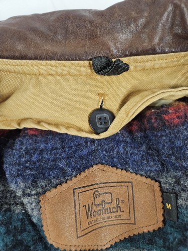 Vtg Woolrich Blanket Lined Coat Men M Brown 100% Wool Lined Aztec Print Flaws - Picture 10 of 21