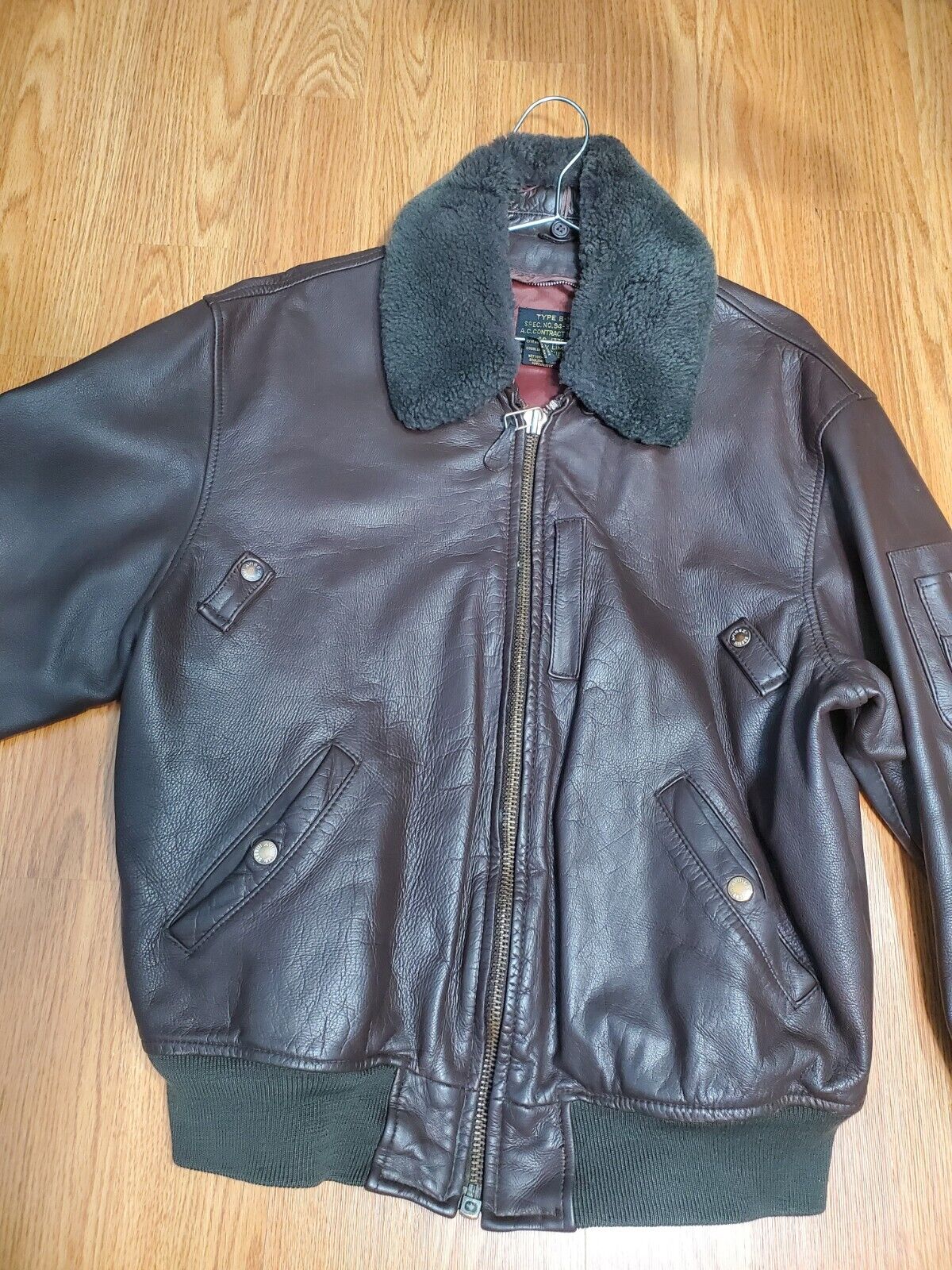 Mint Avirex leather jacket B15 Fur Collar Top Gun B-15 Cockpit USA Military  XL | eBay