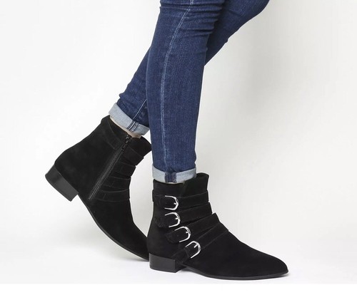New Vagabond Gigi 4 Buckle Ankle Boot Sz 6 Women Black Suede $178 - Picture 2 of 7