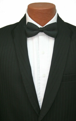 Very Nice D.J. Black 2 button European Shawl Striped Tuxedo Wool Coat TUXXMAN - Picture 5 of 6