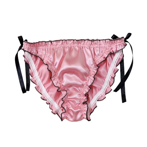 Women Silk Satin G-String Panties Lingerie Lace Ruffle Briefs Knickers Underwear - Picture 6 of 21