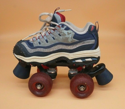 Girls Skechers Sport Quad 4 Wheelers Roller Skates Size 1 Blue Silver Pink 9908L - Picture 6 of 10