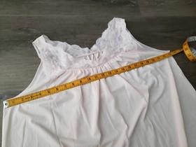 VTG Shadowline Light Pink Nightgown Sz L All Nylon Knee Length Lingerie Lace USA