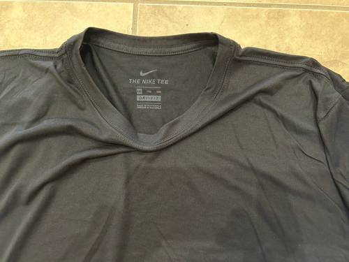 Nike Tee Dri-Fit Black w/ White Swoosh Adult 2XL Extra Large NEW Plain Blank - Picture 3 of 3