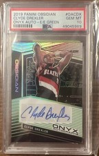 Pop 1 Clyde Drexler Panini Onyx Electric Green Auto /25 PSA 10 GEM 2019 Blazers