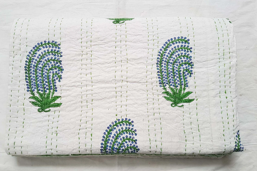 Cotton Bedspread Blanket Indian Handmade Kantha Quilt Gudri Throw KING Size Art - Picture 3 of 9